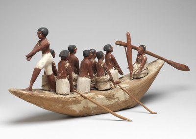 Model łodzi żaglowej z Grobowca Chety (Beni Hasan) Państwa Środka, ok. 2010 r. p.n.e. - 1950 p.n.e. (malowane drewno i len) autorstwa Egyptian 12th Dynasty