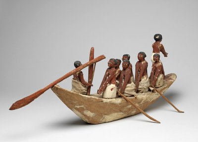 Model łodzi żaglowej z Grobowca Chety (Beni Hasan) Państwa Środka, ok. 2010 r. p.n.e. - 1950 p.n.e. (malowane drewno i len) autorstwa Egyptian 12th Dynasty