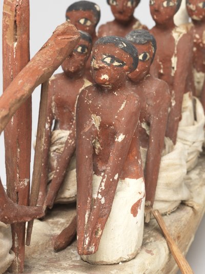 Model łodzi żaglowej z Grobowca Chety (Beni Hasan) Państwa Środka, ok. 2010 r. p.n.e. - 1950 p.n.e. (malowane drewno i len) autorstwa Egyptian 12th Dynasty