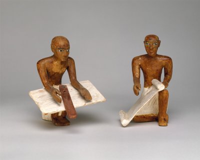 Skrybowie w Modelu Spichlerza z grobowca Meketre, ok. 1981-1975 p.n.e. (drewno, gips, farba, płótno) autorstwa Egyptian 12th Dynasty