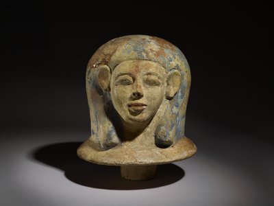 Pokrywka do słoika kanopskiego w kształcie głowy autorstwa Egyptian 17th Dynasty