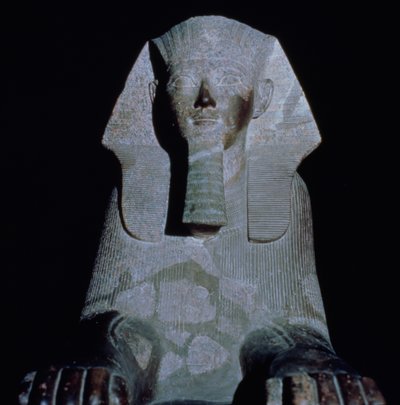 Sfinks królowej Hatszepsut, ze świątyni grobowej w Hatszepsut, Nowe Królestwo (granit) autorstwa Egyptian 18th Dynasty