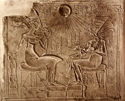 Echnaton i jego rodzina z Achetaton (obecnie Tell el-Amarna). autorstwa Egyptian 18th Dynasty