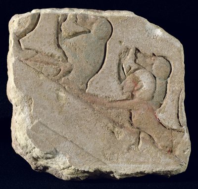 Amenophis IV (Echnaton) z pawianami, Nowe Królestwo (malowany kamień) autorstwa Egyptian 18th Dynasty