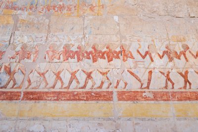 Płaskorzeźba przedstawiająca podróż Hatszepsut do kraju Punt (Somalia), świątynia Hatszepsut w Deir Al Bahari, Luksor, Egipt (zdjęcie) autorstwa Egyptian 18th Dynasty