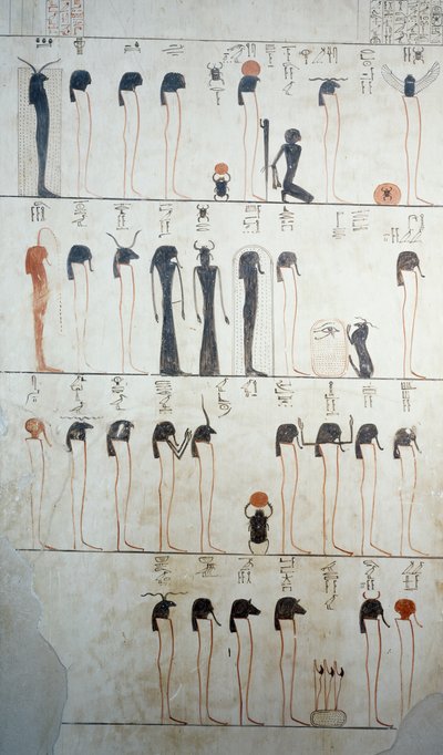 Wizerunek Litanii do Ra, fragment fresków w komorze grobowej Grobowca Totmesa III, Dolina Królów, Luksor, Teby (Lista Światowego Dziedzictwa UNESCO autorstwa Egyptian 18th Dynasty