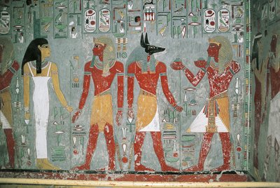 Egipt, Luksor, Dolina Królów, grobowiec Horemheba, malowidła ścienne autorstwa Egyptian 18th Dynasty