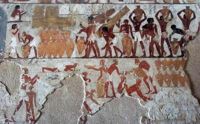 Starożytność egipska: malowidło zdobiące grobowiec Rekhmire (TT100), wezyr XVIII dynastii autorstwa Egyptian 18th Dynasty