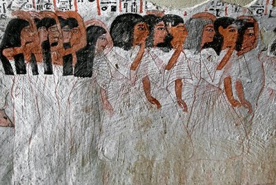 Starożytność egipska: procesja płaczu. Malowanie grobowca Roya (TT255). XVIII dynastia. Z Zachodniego Brzegu Luksoru, Egipt autorstwa Egyptian 18th Dynasty