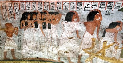 Starożytność egipska: procesja płaczu. Malowanie grobowca Roy autorstwa Egyptian 18th Dynasty