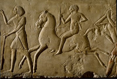 Starożytność egipska: „Wojownik na koniu” Ulga z grobu wysokiego dostojnika. 1354-1346 pne. XVIII dynastia. Bolonia, Civico Museo Archeologico autorstwa Egyptian 18th Dynasty