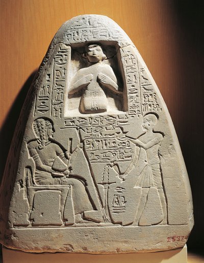 Wapienna stela pogrzebowa arcykapłana Ptahmose z Sakkary autorstwa Egyptian 18th Dynasty