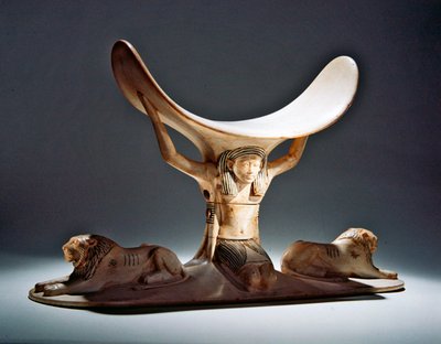 Zagłówek z Shu, egipskim bogiem powietrza, z grobowca Tutanchamona, Nowe Królestwo autorstwa Egyptian 18th Dynasty