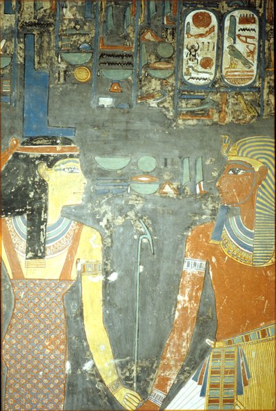 Horemheb i Izyda, z grobowca Horemheba (ok. 1323-1295 pne) Nowe Królestwo (malarstwo ścienne) autorstwa Egyptian 18th Dynasty