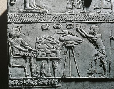 Horemheb jedzący posiłek pogrzebowy, relief z grobowca Horemheba w Sakkarze autorstwa Egyptian 18th Dynasty