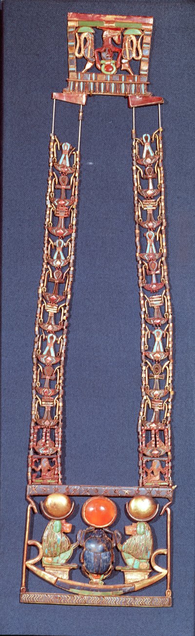 Naszyjnik Wschodzącego Słońca, z grobowca Tutanchamona (ok. 1370-52 pne) Nowe Królestwo (złoto inkrustowane kamieniami półszlachetnymi) autorstwa Egyptian 18th Dynasty