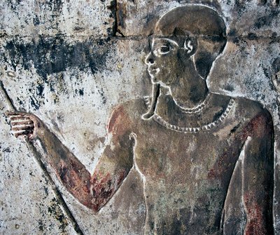 Malowany relief, świątynia grobowa Hatszepsut, Deir el-Bahri, Luksor, Teby (Lista światowego dziedzictwa UNESCO) autorstwa Egyptian 18th Dynasty