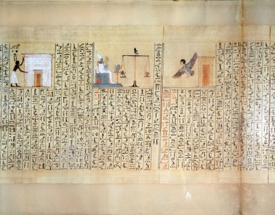 Papirus przedstawiający ważenie serca, z Księgi Umarłych z Maiherperi autorstwa Egyptian 18th Dynasty