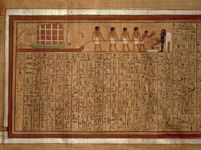 Papirus z hieroglifami "Księgi Umarłych" i polichromowanymi ilustracjami z grobowca Kha w Tebach. Nowe Królestwo, dynastia XVIII autorstwa Egyptian 18th Dynasty
