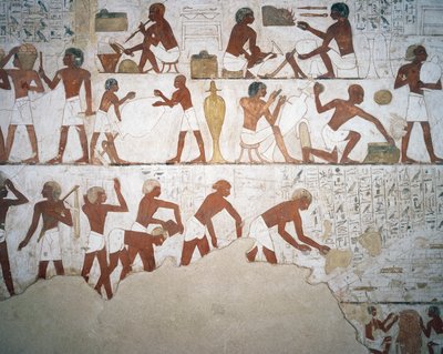 Garncarzy i robotników, fresk, kaplica, Grobowiec Rekhmire (TT100), Szejk Abd el-Gurna, Teby (Lista Światowego Dziedzictwa UNESCO autorstwa Egyptian 18th Dynasty