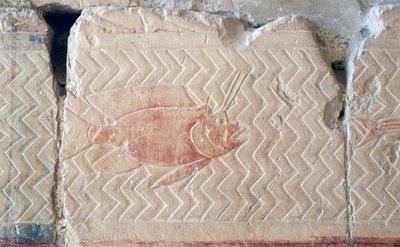 Relief przedstawiający rybę, Świątynia grobowa Hatszepsut, Teby (relief) autorstwa Egyptian 18th Dynasty