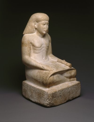 Posąg skryby Amunhotepa, syna Nebiry, c.1426-1400 pne (wapień) (patrz 200925) autorstwa Egyptian 18th Dynasty
