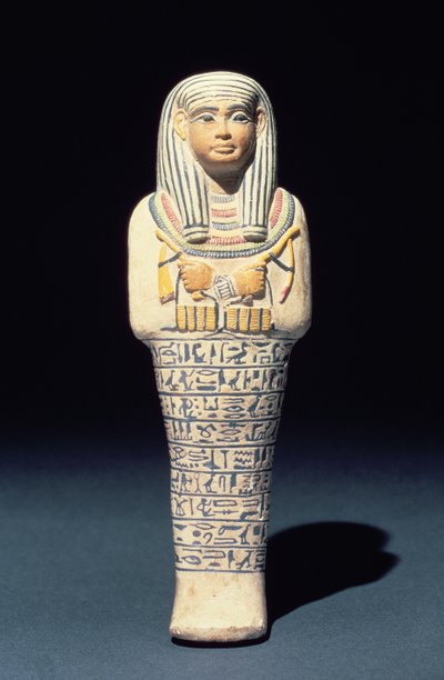 Shabti z Sati, prawdopodobnie z Sakkary, Nowe Królestwo) (fajans polichromowany) autorstwa Egyptian 18th Dynasty