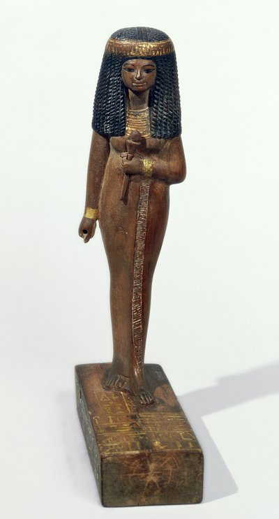 Statua Lady Nay, Nowe Królestwo (drewno sosnowe ze złotą okleiną) autorstwa Egyptian 18th Dynasty