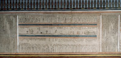 Tekst i figury z Księgi Amduat, fragment fresków w komorze grobowej Amenhotepa II, Dolina Królów, Luksor, Teby (lista światowego dziedzictwa UNESCO autorstwa Egyptian 18th Dynasty