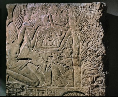 Bogini drzew oferuje jedzenie i picie (ulga) autorstwa Egyptian 18th Dynasty