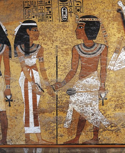 Tutanchamon i jego królowa, Grób Tutanchamona, Luksor, Egipt (fresk) autorstwa Egyptian 18th Dynasty