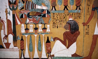 Malowidło ścienne, Grobowiec Sennedżema, Dolina Królów, Luksor, Teby (wpisane na listę światowego dziedzictwa UNESCO) autorstwa Egyptian 18th Dynasty