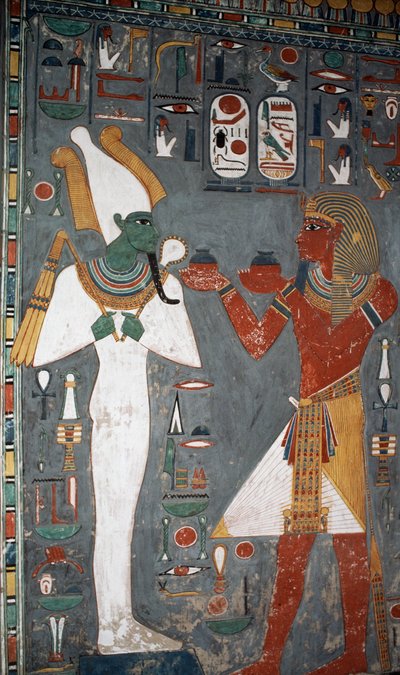 Malowidło ścienne, Grobowiec Sennedżema, Dolina Królów, Luksor, Teby (wpisane na listę światowego dziedzictwa UNESCO) autorstwa Egyptian 18th Dynasty