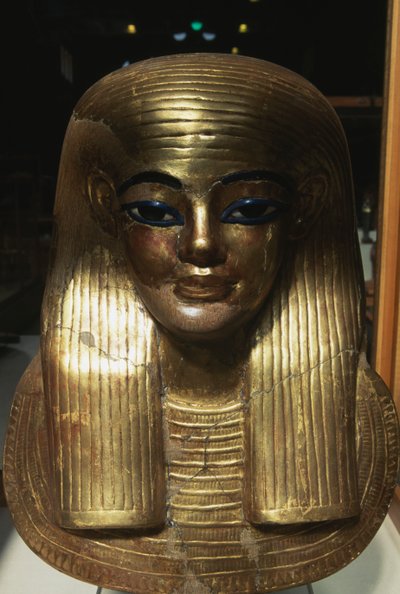 Maska pośmiertna Yuya, z grobowca Yuya Tjuya, Dolina Królów, Egipt, cywilizacja egipska, Nowe Królestwo, dynastia XVIII autorstwa Egyptian 18th Dynasty