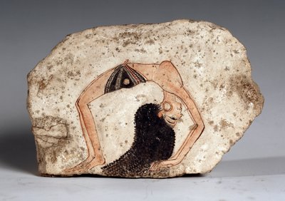 Tancerka akrobatki, Ostrakon. Wapień, około 1295-1186 pne autorstwa Egyptian 19th Dynasty