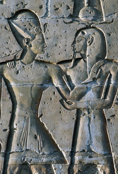 Płaskorzeźba przedstawiająca faraona, Świątynia Setiego I lub Wielka Świątynia w Abydos, Abydos, Egipt, cywilizacja egipska, Nowe Państwo, XIX dynastia autorstwa Egyptian 19th Dynasty