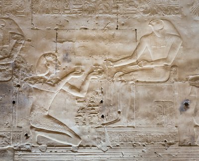 Płaskorzeźba, świątynia Seti I, Abydos, Egipt autorstwa Egyptian 19th Dynasty