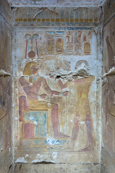 Kolorowy relief, świątynia Seti I, Abydos, Egipt autorstwa Egyptian 19th Dynasty