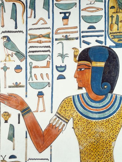 Kolumna z Hornedjitef, fragment fresków w komorze grobowej Nefertari, Dolina Królowych, Luksor, Teby (lista światowego dziedzictwa UNESCO autorstwa Egyptian 19th Dynasty