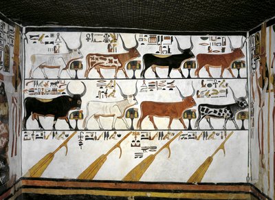 Egipt, Teby, Luksor, Dolina Królowych, Grób Nefertari, Aneks do przedpokoju, Malowidła ścienne, Ilustrowana Księga Umarłych, rozdział 89 autorstwa Egyptian 19th Dynasty