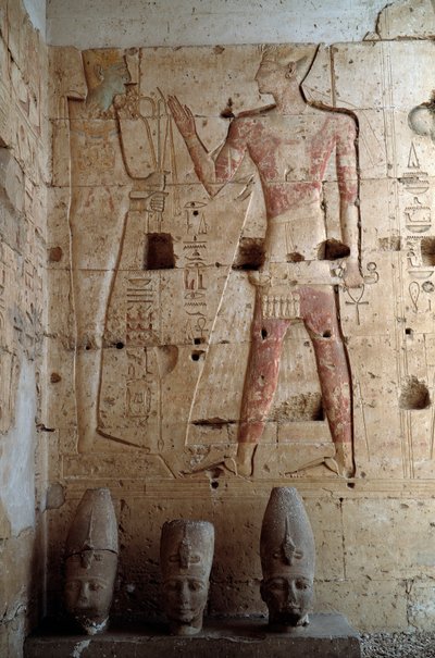 Starożytność egipska: płaskorzeźba ze świątyni Sethi I w Abydos. 1318 pne Egipt autorstwa Egyptian 19th Dynasty