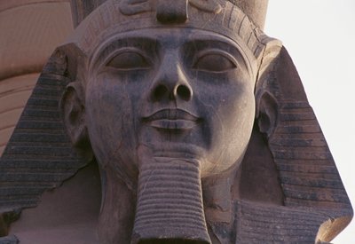 Twarz siedzącego posągu Ramzesa II, Nekropolia Tebańska (Lista światowego dziedzictwa UNESCO) autorstwa Egyptian 19th Dynasty