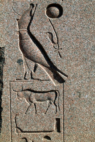 Hieroglif z imieniem Horusa, Wielka Świątynia Amona, Tanis, Egipt, Nowe Państwo, XIX dynastia autorstwa Egyptian 19th Dynasty