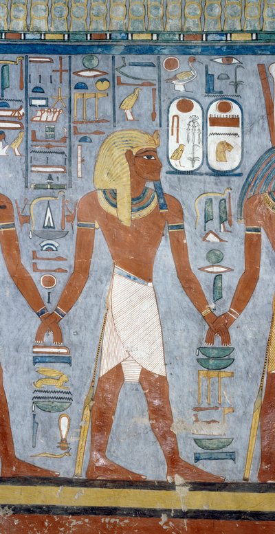 Postać męska, fragment fresków w komorze grobowej Grobowca Ramzesa I, Dolina Królów, Luksor, Teby (Lista Światowego Dziedzictwa UNESCO autorstwa Egyptian 19th Dynasty