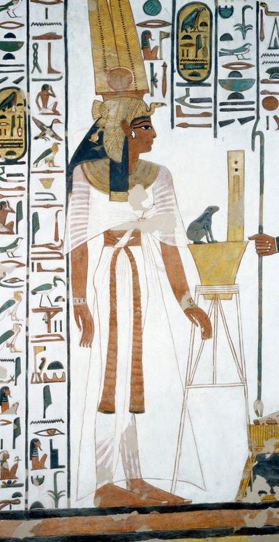 Nefertari, fragment fresków w drugiej komorze grobowca Nefertari, Dolina Królowych, Luksor, Teby (Lista Światowego Dziedzictwa UNESCO autorstwa Egyptian 19th Dynasty