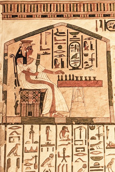 Nefertari grająca w senet (malarstwo ścienne) autorstwa Egyptian 19th Dynasty
