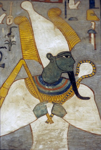 Ozyrys z grobowca Ramzesa I, Teby (malowidło ścienne) autorstwa Egyptian 19th Dynasty