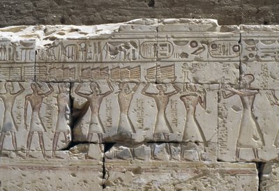 Relief, świątynia Ramzesa II, Abydos, Egipt, cywilizacja egipska, Nowe Państwo, dynastia XIX (zdjęcie ilustracyjne) autorstwa Egyptian 19th Dynasty