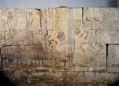 Relief z grobowca Netcherouymesa, ważnego urzędnika Ramzesa II, Sakkara, panowanie Ramzesa II. Cywilizacja egipska, Nowe Królestwo, dynastia XIX autorstwa Egyptian 19th Dynasty