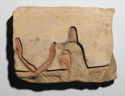 Płyta przedstawiająca kobietę ze stożkiem kadzidła, Nowe Królestwo, ok. 1352-1336 pne (piaskowiec) autorstwa Egyptian 19th Dynasty